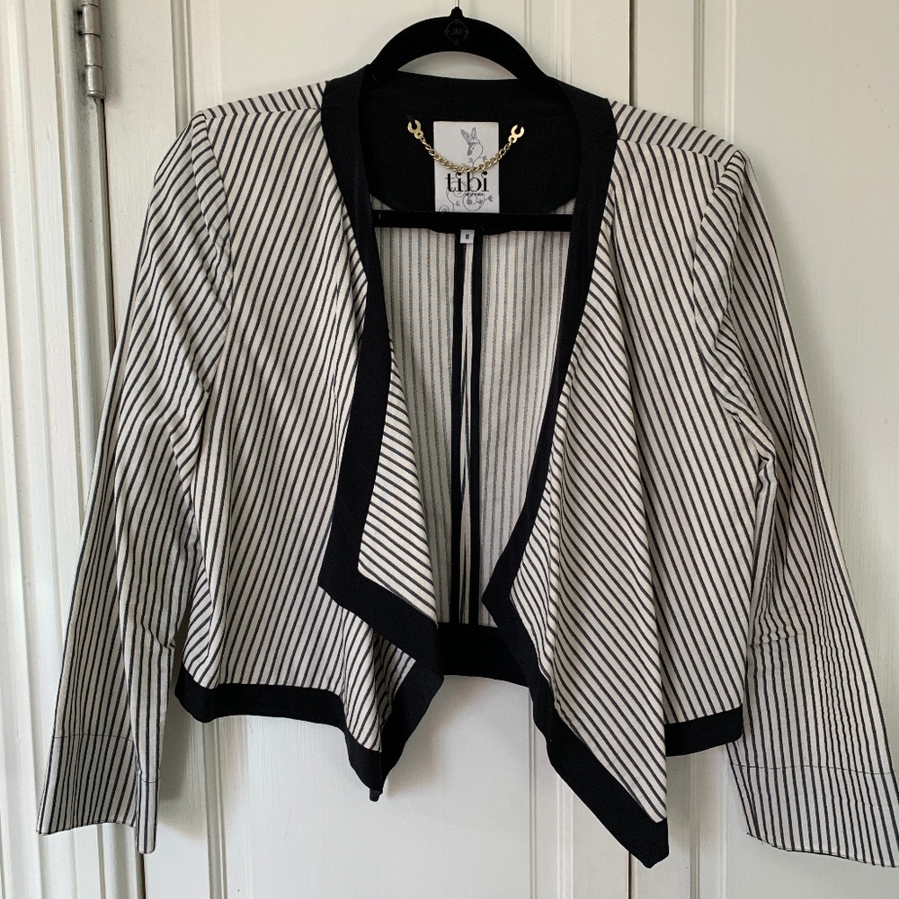 Tibi Open-Front Striped Blazer - image 1